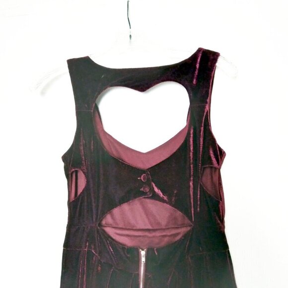 Rehab Fetching Burgundy Velvet  Dress Heart Shaped Back with Side Cut Outs Sz S - Picture 3 of 7